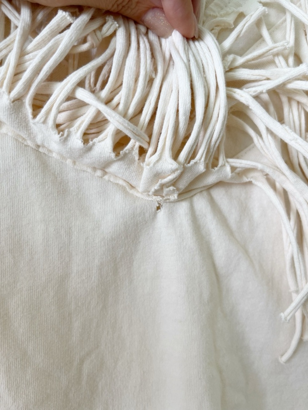 Fringe V-Neck Vintage Western Boho Festival Top in Cream - Picture 7 of 10